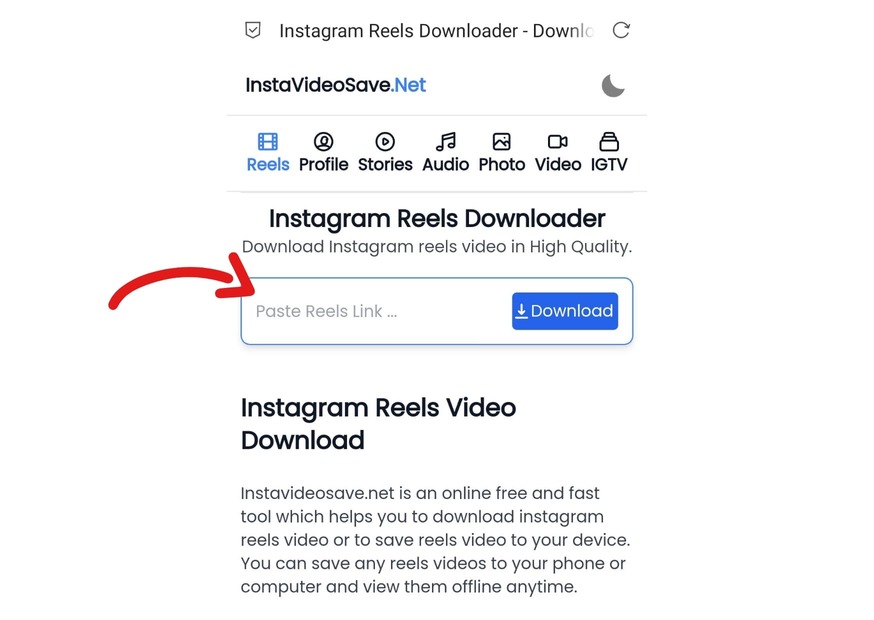 steps to download reels video